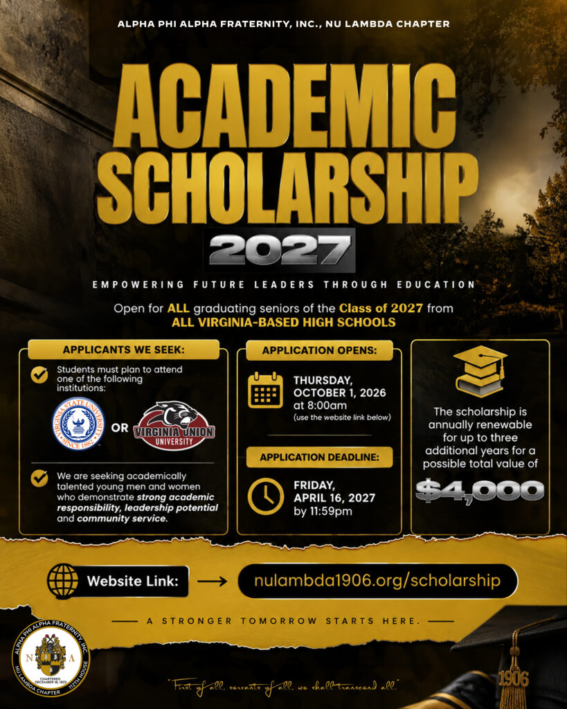 Nu Lambda Chapter Scholarship Flyer 2027